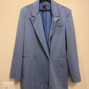Carbon38 Blue Double Breasted Womens Scuba Blazer Jacket S 22x32